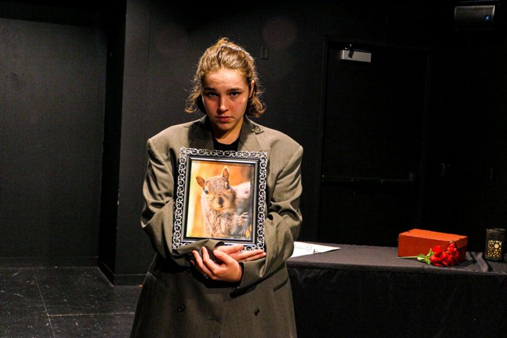 Izzy Chern plays the leading role in “In Loving Memory,” a play about a funeral for a squirrel.